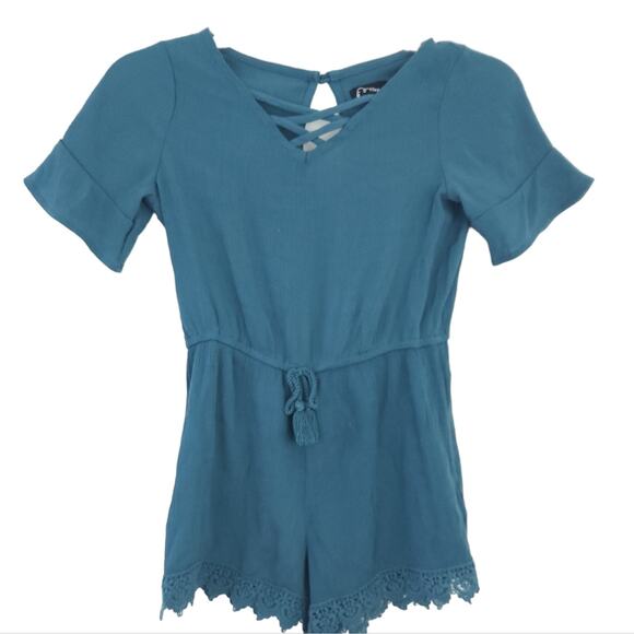 Art Class Romper Girls Small 6/6X Blue, Shorts, Short Sleeve Summer Romper - Picture 1 of 5